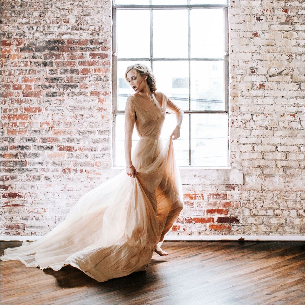 Brown Silk and Tulle Skirt with Train